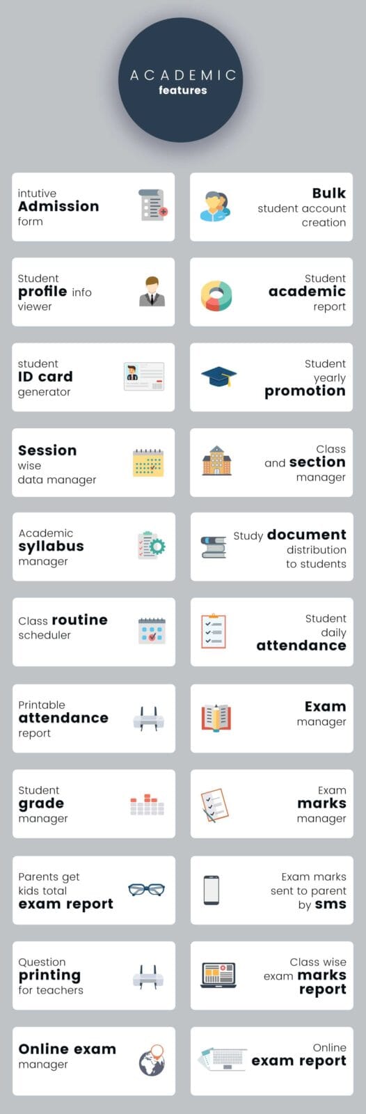 Institute Management System Feuters list